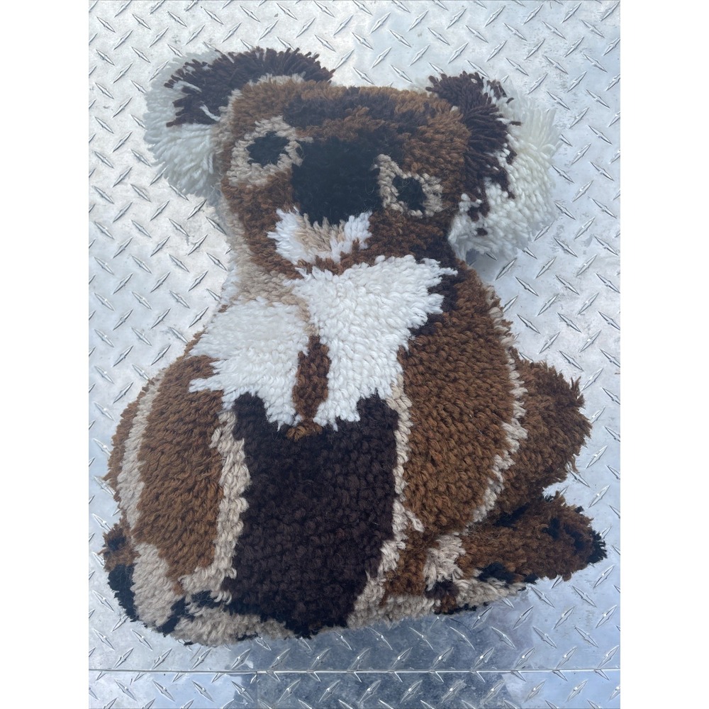 Vintage Latch Hook Koala Pillow Completed 22 Inches Tall